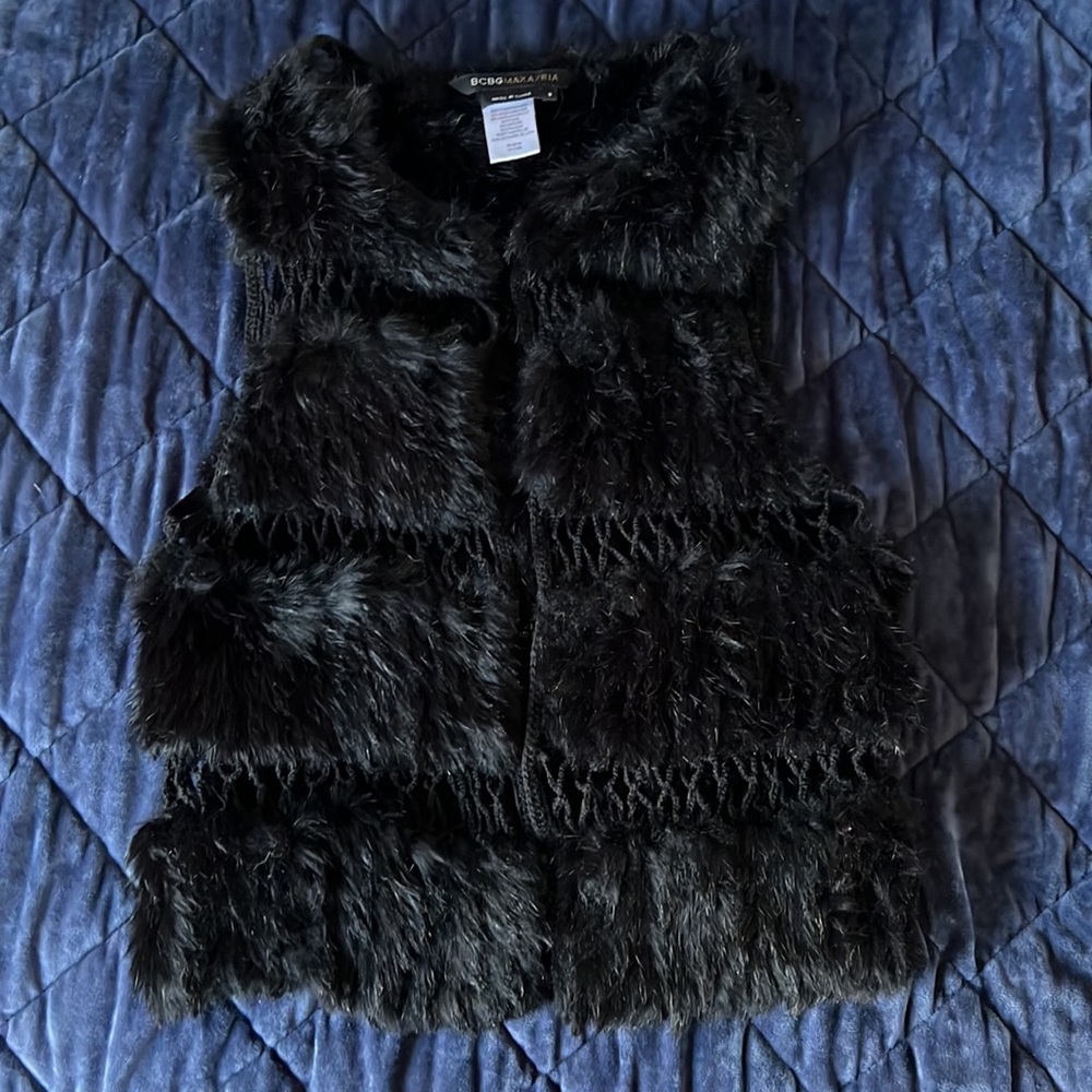 BCBGMaxazria rabbit fur vest
